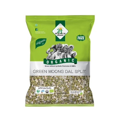 Picture of Green Moong Dal (Split) 500g 24 Mantra Organic 