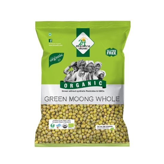 Picture of Green Moong Dal (Whole) 500g 24 Mantra Organic 