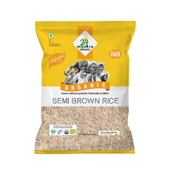 Picture of Hand Pounded Sona Masoori Semi Brown Rice 1kg 24Mantra Organics