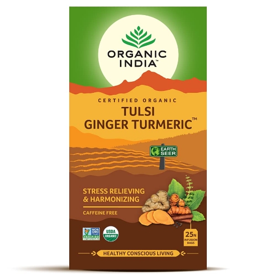 Picture of Tulsi Ginger Turmeric 25 Tea Bags Organic India